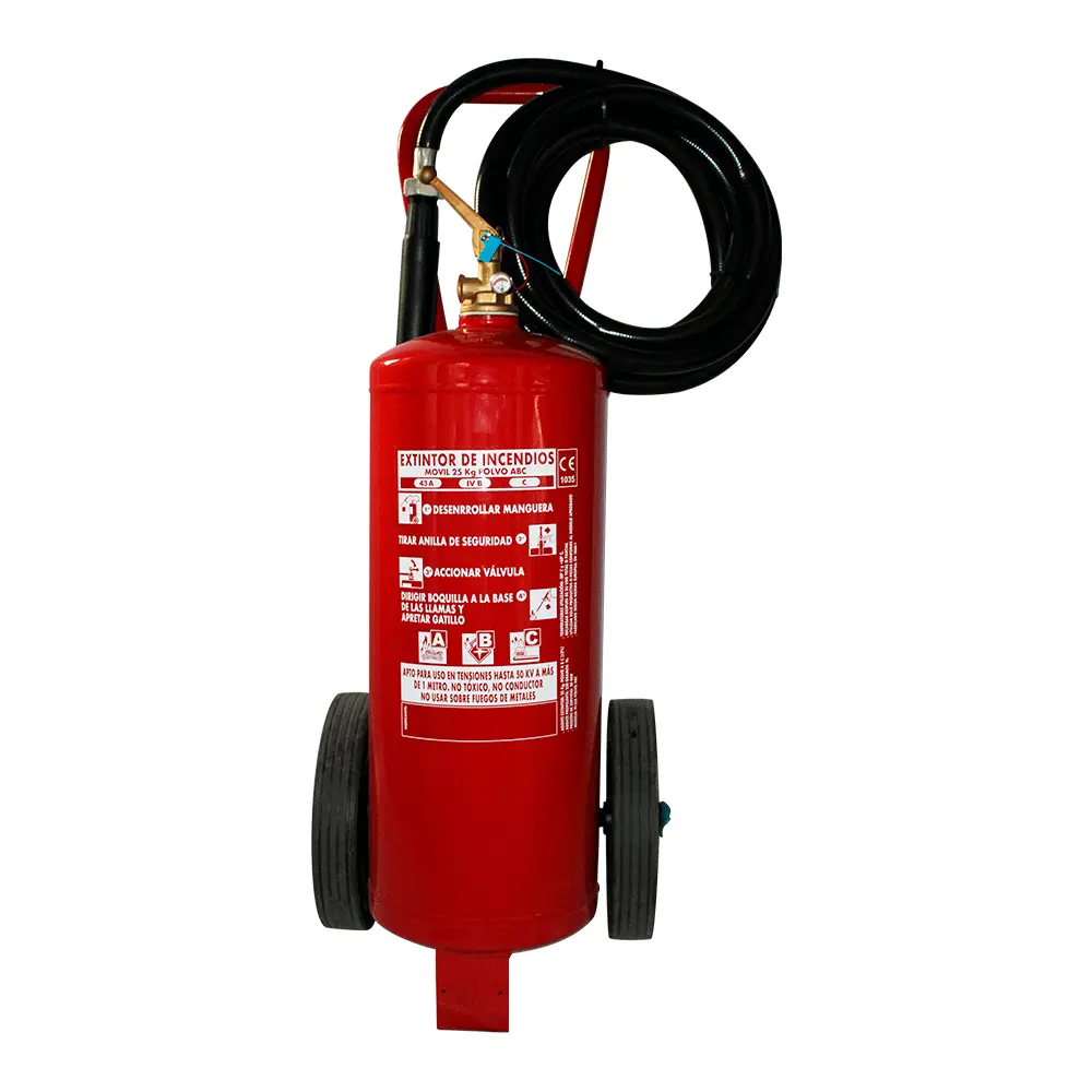 Carro extintor polvo ABC 25 kg