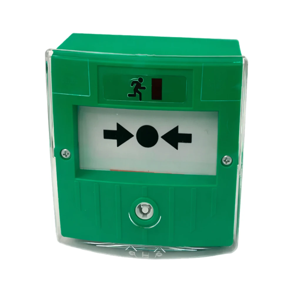 Pulsador verde convencional de emergencia