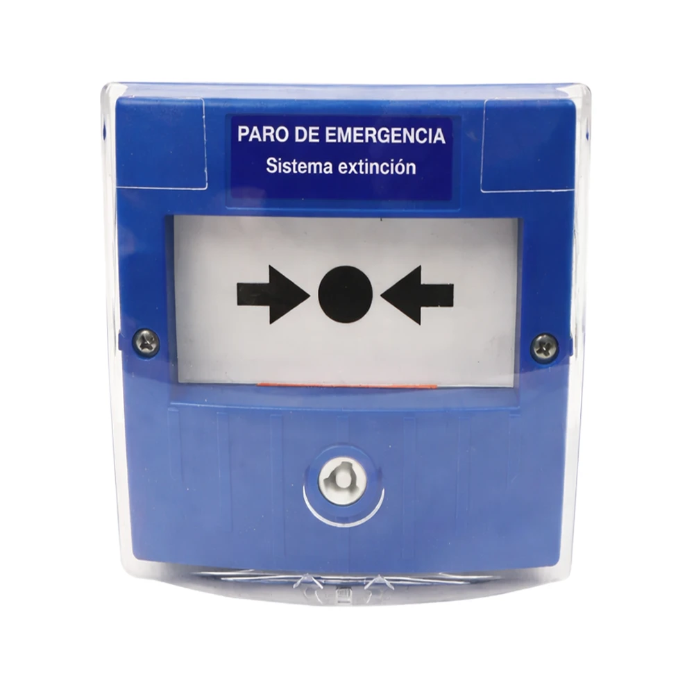 Pulsador azul convencional de paro