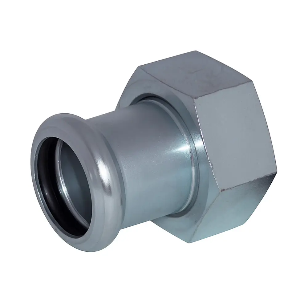 Racor 2 piezas con junta plana acero al carbono