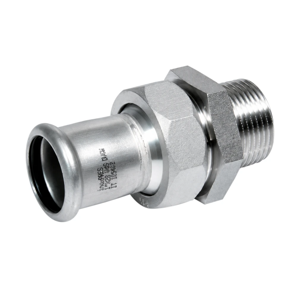 Racor 3 piezas macho inoxidable