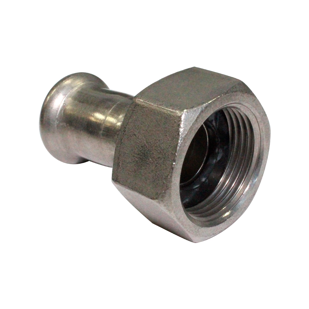 Racor 2 piezas con junta plana inoxidable