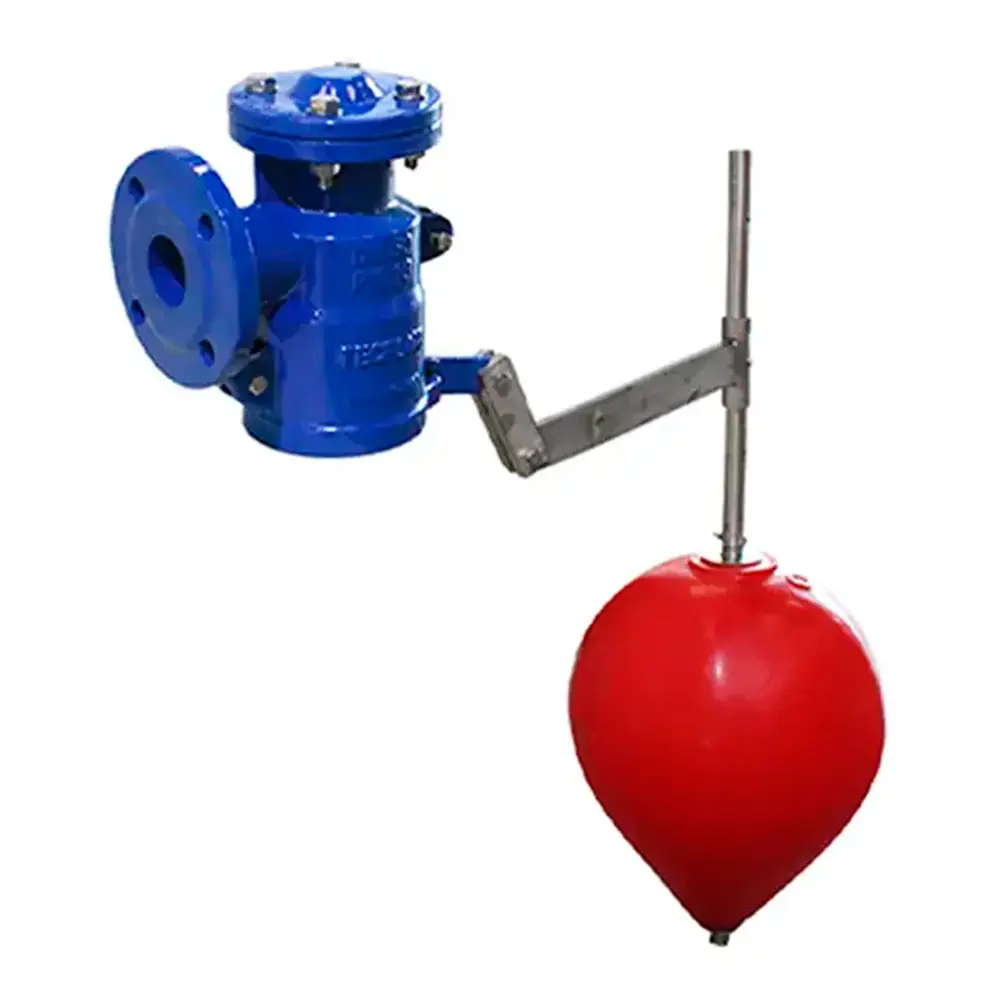 Válvula flotador angular embridada con boya de PVC