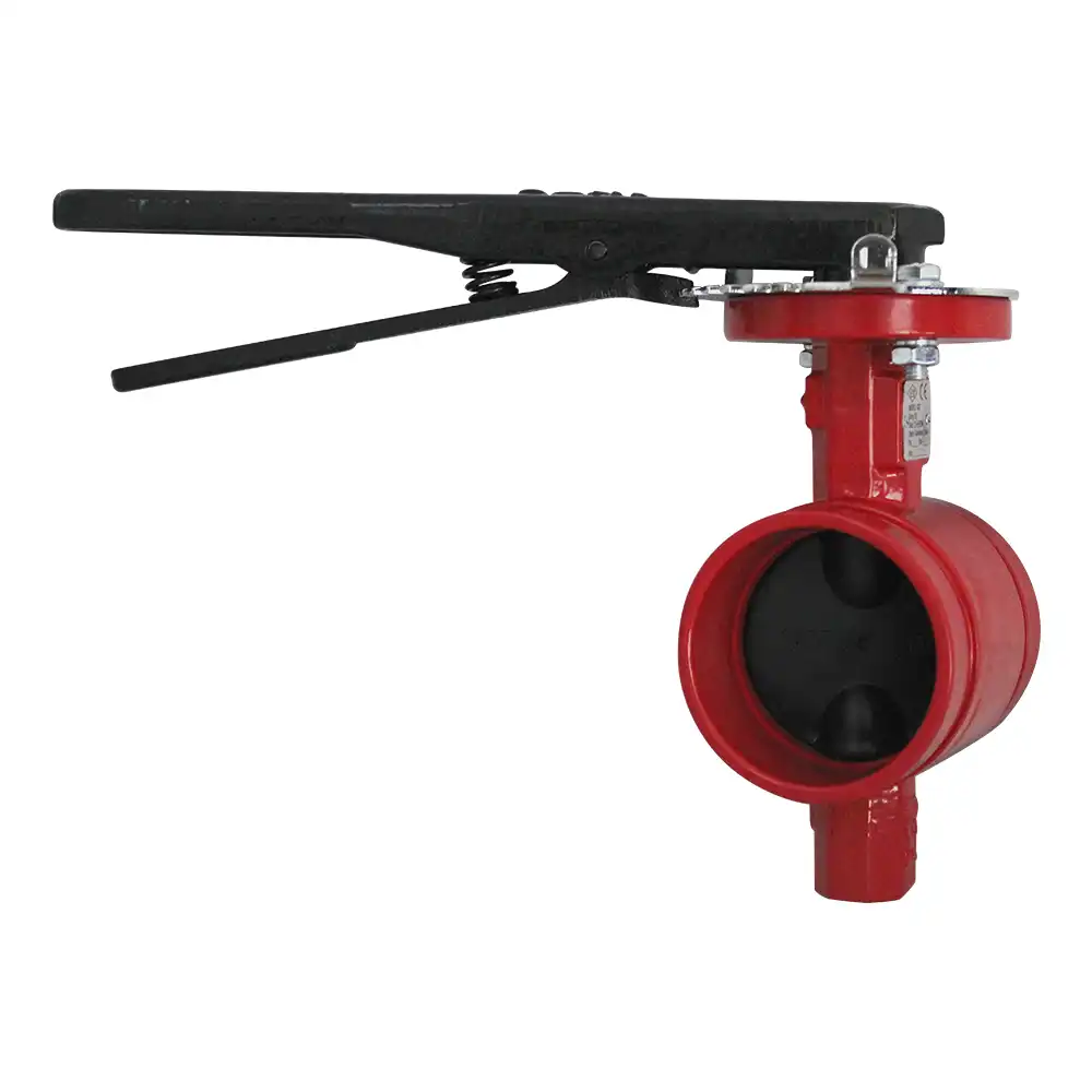 Válvula mariposa con palanca ranurada roja